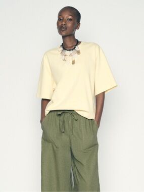 Zara Short Sleeve Boxy Top in Soft Yellow